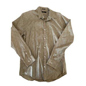 Original Penguin Shirt Men's Medium Button Up Long Sleeve Classic Fit Beige Wine